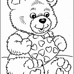 Superb Valentine Coloring Pages For Kindergarten At Free Download Bear Valentines Teddy Color Disney