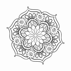 Very Good Free Adult Coloring Pages At Printable Mandala Adults Print Flower Paisley Vector Stylized Elegant