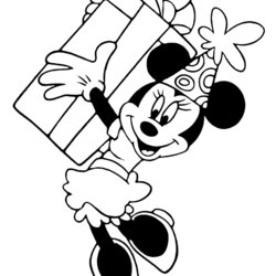 Superb Minnie Mouse Special Events Coloring Pages Birthday Disney Present Book Visit Colouring