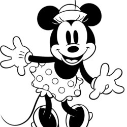 Fine Classic Minnie Mouse Coloring Pages Disney Book Cheerful