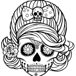 Wonderful Printable Skulls Coloring Pages For Kids Skull Girl