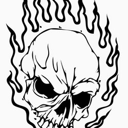 Excellent Coloring Pages Skull Free Printable Skulls Cool Flaming Fire Drawing Skeleton Head Print Sugar