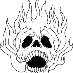Brilliant Skull Coloring Pages Free Download On Flaming