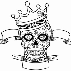High Quality Skull Coloring Pages For Adults Best Kids Adult Crown Page