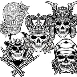 Superb Skull For Coloring Page Adults Kid Printable