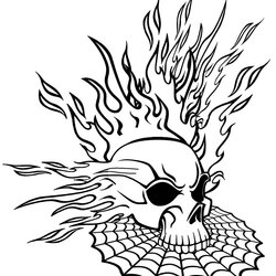 Preeminent Printable Skulls Coloring Pages For Kids Skull Flaming