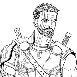 Fine Thor Coloring Pages Free Printable For Kids Lego Ragnarok Hammer Avengers Infinity War Drawing