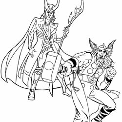 High Quality Printable Thor Coloring Pages For Kids Loki And