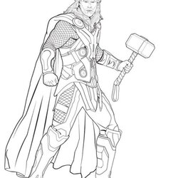Admirable Kids Fun Coloring Page Avengers Thor