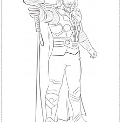 Magnificent Thor Coloring Page Pages Avengers Marvel Colouring Printable Mighty Print Color Superhero Books