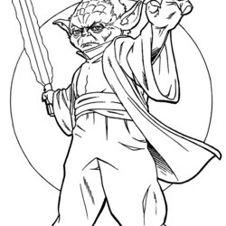 Great Star Wars Yoda Kids Coloring Pages Children Color Beautiful For