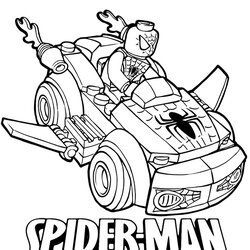 Superb Lego Set Coloring Page Pages Print Spider Car Man Avengers Batman Superhero Easy