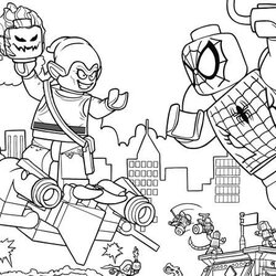 Peerless Lego Coloring Pages Printable Avengers Marvel Superheroes Sheets Colouring Goblin Green Spider Man