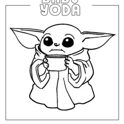 Baby Yoda Coloring Pages Printable Cute Color Drawing Rocks Page