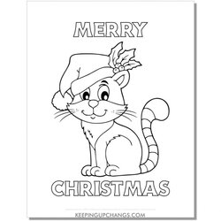High Quality Free Christmas Cat Coloring Pages Most Popular Merry Santa Hat Page Colouring Sheet