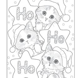 Wonderful Christmas Cats Coloring Pages Home Cute Noel Animals Helpers Kittens Colouring Chalet Patrons