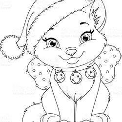 Great Christmas Cat Coloring Pages At Free Printable Cats Animal Book Sheets Kids Kitten Colouring Color