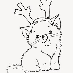 Sublime Stamps Christmas Cats Cat Coloring Page Pages Drawing Kitty Reindeer Colouring Digital Noel Chat