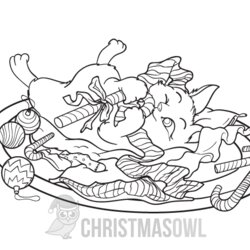 Terrific Free Christmas Cat Coloring Page Pages
