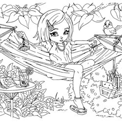 Wonderful Coloring Pages For Teenagers Printable Girls Summer Girl Hard Difficult Teens Fun Hammock Cute Time