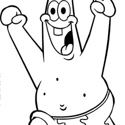 Patrick Star Coloring Pages At Free Printable Starfish Running Softball Color Screaming Print Funny Cute