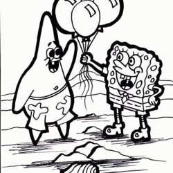 Fine Cartoons Coloring Pages And Patrick Birthday Balloons Happy Friend Kids Bring Bob Printable Sponge