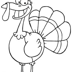 Terrific Turkey Coloring Pages For Kids Network Thanksgiving Printable Drawing Bird Outline Smiling Happy
