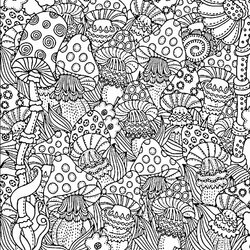 Marvelous Very Difficult Design Coloring Pages Mushroom Fruits