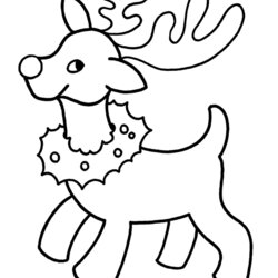 Superlative Easy Christmas Coloring Pages Reindeer Preschool Sheets Printable Kids Xmas Activity Simple Santa