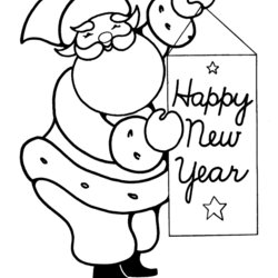 Wonderful Easy Christmas Coloring Pages Santa Happy New Year Sheets Color Years Preschool Activity Baby