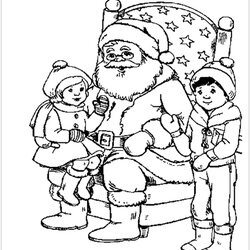 High Quality Kids And Santa Christmas Coloring Page Free Printable Pages Color Holidays
