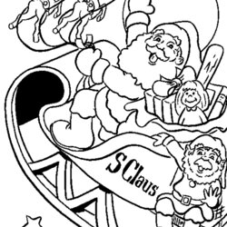 Free Coloring Pages Santa Claus Home Colouring Printable Flying Drawing Color Print His Christmas Sleigh