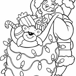 The Highest Standard Santa Claus Christmas Coloring Pages Twinkling Sack Print