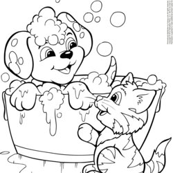 Supreme Kitten And Puppy Coloring Pages To Print Home Puppies Printable Colouring Kittens Color Popular