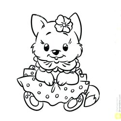 Excellent Puppy And Kitten Coloring Pages At Free Download Cute Cat Printable Puppies Real Girls Baby Sheets