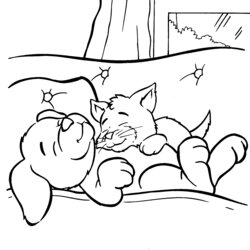 Splendid Kitten And Puppy Coloring Pages To Print Home Sorry Cat Kittens Colouring Puppies Color Kitty Sheets