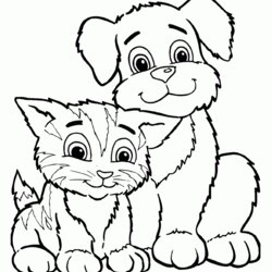 Peerless Puppy And Kitten Coloring Page Home Pages Popular