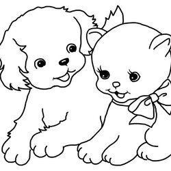 Exceptional Dog And Cat Coloring Pages Free Printable For Kids Puppy Kitten Page