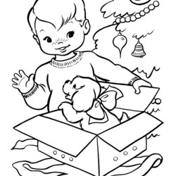 Preeminent Puppy And Kitten Coloring Page Home Christmas Pages Puppies Kids Sheets Presents Santa Printable