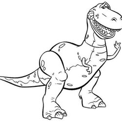 Get This Printable Rex Coloring Pages Toy Story Drawing Dinosaur Color Kids Cartoon Jurassic Template Disney