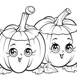 Matchless Two Cute Pumpkin Coloring Pages Background Picture Image