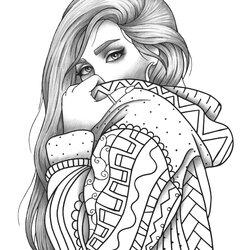 Splendid Adult Coloring Page Girl Portrait And Clothes Colouring Sheet Realistic