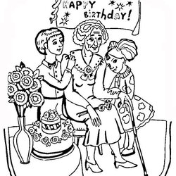 Supreme Birthday Coloring Pages Best Collections Grandma Happy