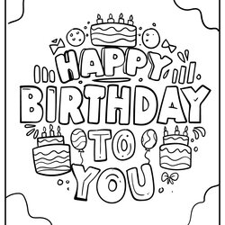 Swell Birthday Coloring Pages Printable Happy
