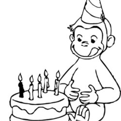 Sublime Happy Birthday Coloring Pages Boy Clip Art Library George Curious Cake Grandpa Kids Disney Card