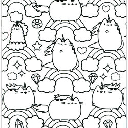 Wonderful Coloring Pages For Adults Cat Doodle Rainbow Style Rainbows Meets When And
