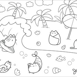 Brilliant Coloring Pages For Adults Sea Beach Sun Printable Cats Colouring Cat Color Water Unicorn Vacation