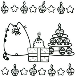 Terrific Coloring Pages Best For Kids Cat Printable Birthday Book Print Sheets Gifts Party Cake Cupcake Girls