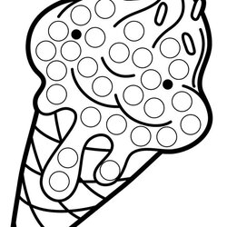 Very Good Dot Marker Coloring Pages Free Ice Cream Page