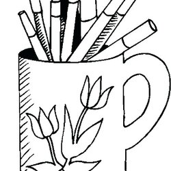Admirable Marker Coloring Page At Free Printable Markers Pages Supplies School Color Pad Mug Education Print